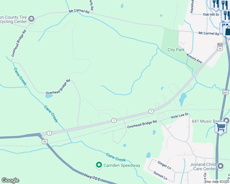 map of restaurants, bars, coffee shops, grocery stores, and more near Overhead Bridge Road in Camden
