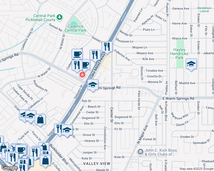 map of restaurants, bars, coffee shops, grocery stores, and more near 681 Swift Eagle Avenue in Henderson