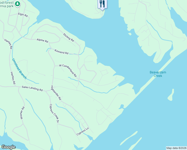 map of restaurants, bars, coffee shops, grocery stores, and more near 190 Beaverdam Cabin Road in Camden