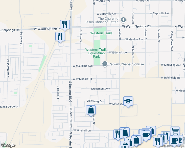 map of restaurants, bars, coffee shops, grocery stores, and more near 7682 Rafter Court in Las Vegas