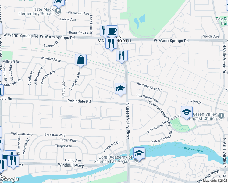 map of restaurants, bars, coffee shops, grocery stores, and more near 2246 Cassatt Drive in Henderson