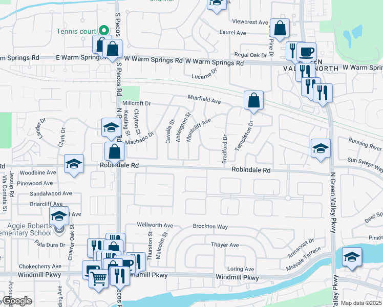 map of restaurants, bars, coffee shops, grocery stores, and more near 319 Windmere Street in Henderson