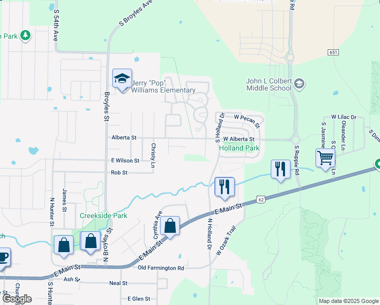 map of restaurants, bars, coffee shops, grocery stores, and more near 233 West Marietta Way in Farmington