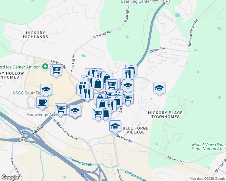 map of restaurants, bars, coffee shops, grocery stores, and more near 790 Bell Road in Nashville