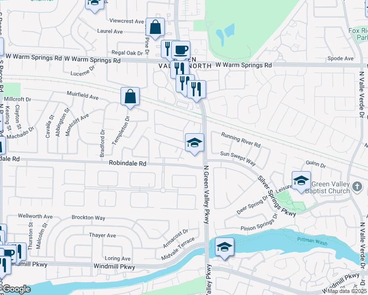 map of restaurants, bars, coffee shops, grocery stores, and more near 2246 Cassatt Drive in Henderson