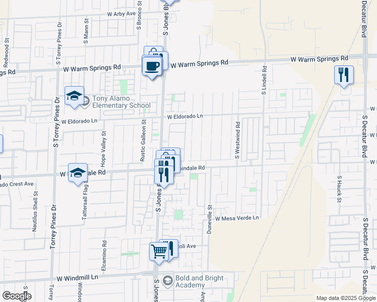 map of restaurants, bars, coffee shops, grocery stores, and more near 7643 Starshell Point Court in Las Vegas