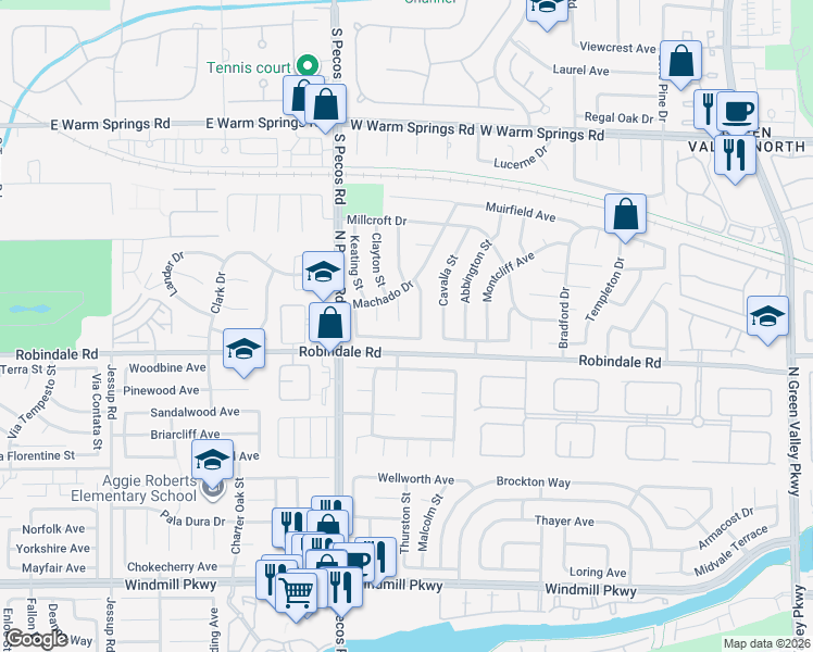 map of restaurants, bars, coffee shops, grocery stores, and more near 321 Jamie Court in Henderson