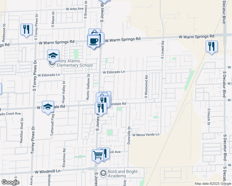 map of restaurants, bars, coffee shops, grocery stores, and more near 7643 Starshell Point Court in Las Vegas