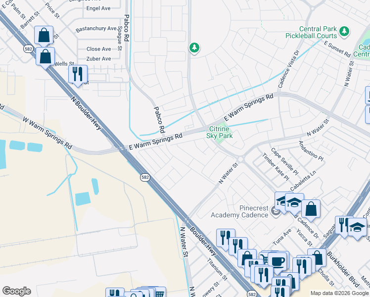 map of restaurants, bars, coffee shops, grocery stores, and more near 332 Adufe Place in Henderson