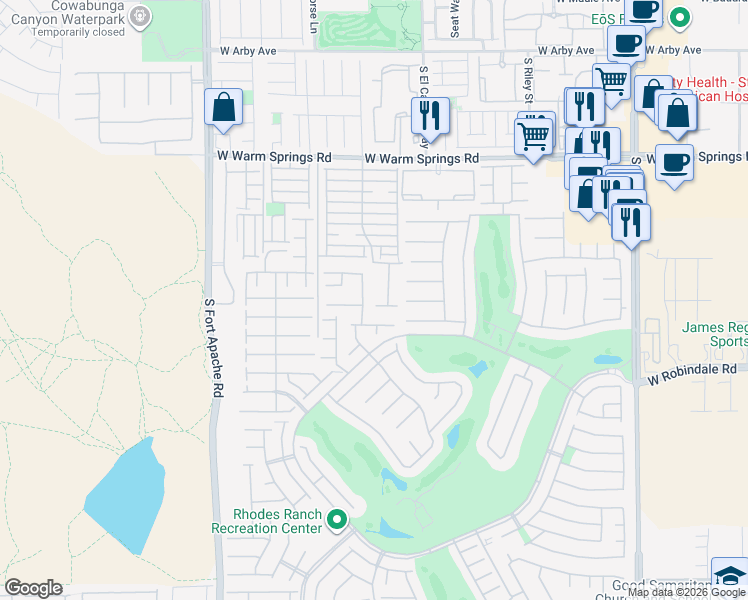 map of restaurants, bars, coffee shops, grocery stores, and more near 7546 Slipper Orchid Street in Las Vegas