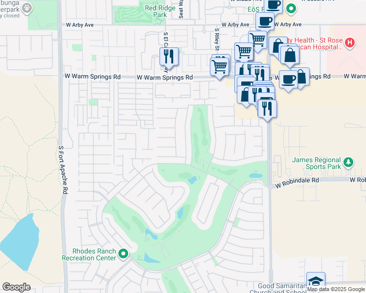 map of restaurants, bars, coffee shops, grocery stores, and more near 63 Cascade Lake Street in Las Vegas