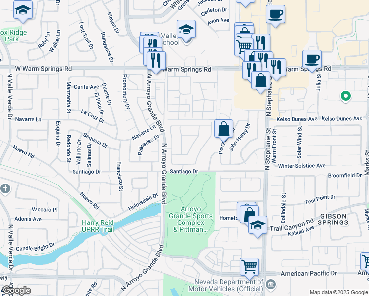 map of restaurants, bars, coffee shops, grocery stores, and more near 1575 Comfort Hills Street in Henderson
