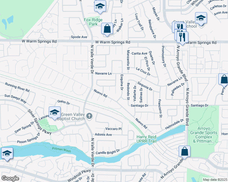 map of restaurants, bars, coffee shops, grocery stores, and more near 334 Fuente Drive in Henderson