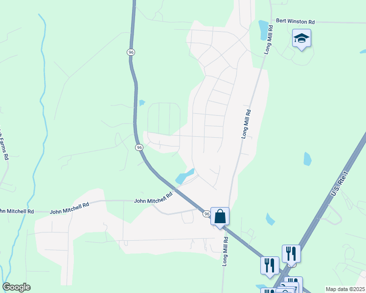 map of restaurants, bars, coffee shops, grocery stores, and more near 120 Purple Aster Street in Youngsville