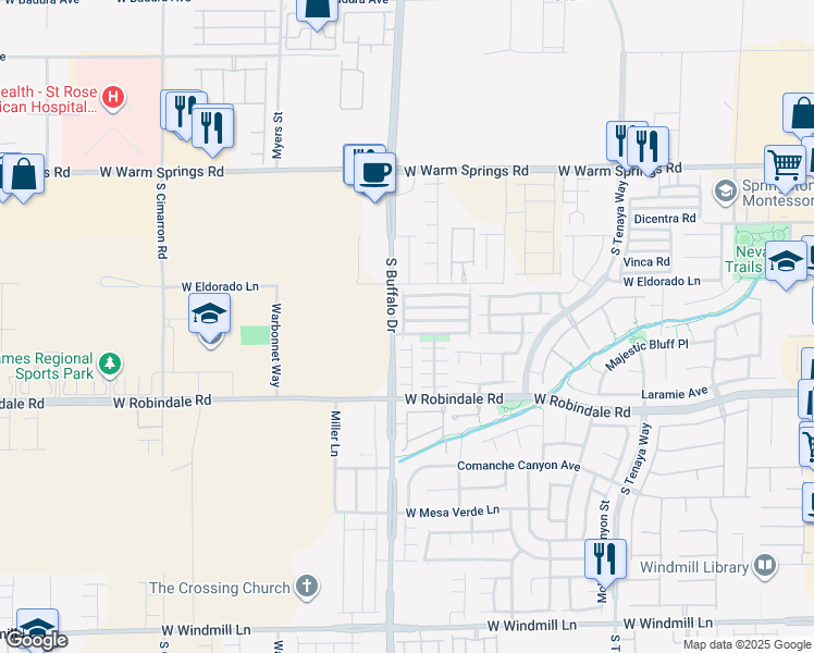 map of restaurants, bars, coffee shops, grocery stores, and more near 7787 Hampton Cove Lane in Las Vegas