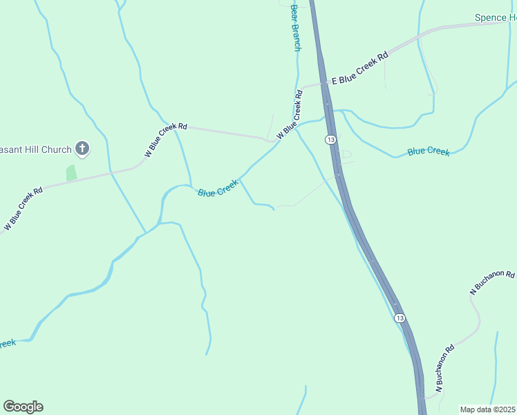 map of restaurants, bars, coffee shops, grocery stores, and more near 2466 East Blue Creek Road in Waverly