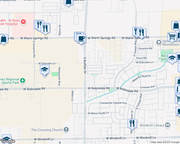 map of restaurants, bars, coffee shops, grocery stores, and more near 7763 Hampton Cove Lane in Las Vegas