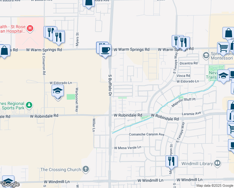 map of restaurants, bars, coffee shops, grocery stores, and more near 7763 Hampton Cove Lane in Las Vegas