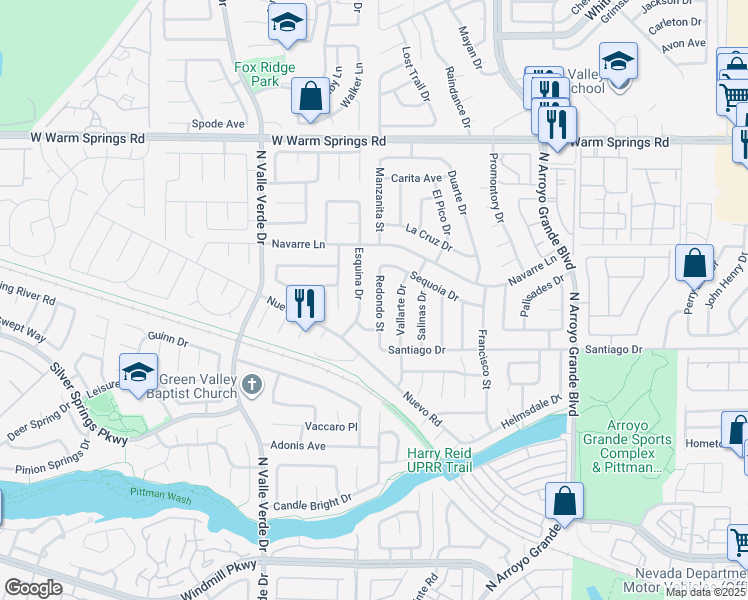 map of restaurants, bars, coffee shops, grocery stores, and more near 322 Redondo Street in Henderson