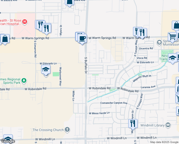 map of restaurants, bars, coffee shops, grocery stores, and more near 7787 Hampton Cove Lane in Las Vegas