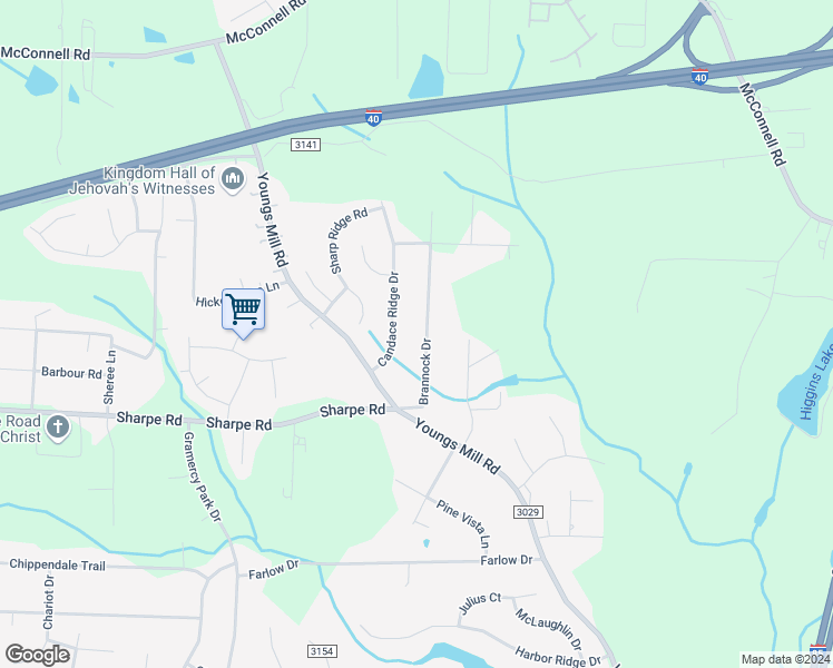 map of restaurants, bars, coffee shops, grocery stores, and more near 1618 Brannock Drive in Greensboro