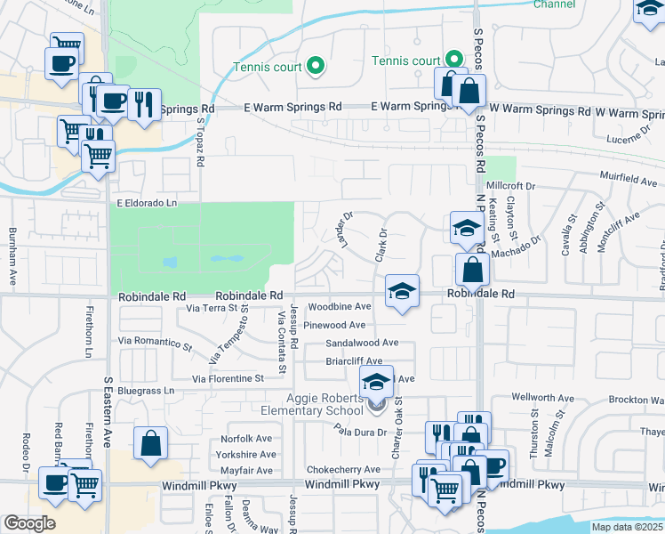 map of restaurants, bars, coffee shops, grocery stores, and more near 328 Mali Heights Court in Henderson