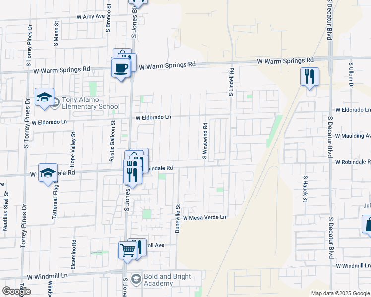 map of restaurants, bars, coffee shops, grocery stores, and more near 7641 Distant Mirage Court in Las Vegas