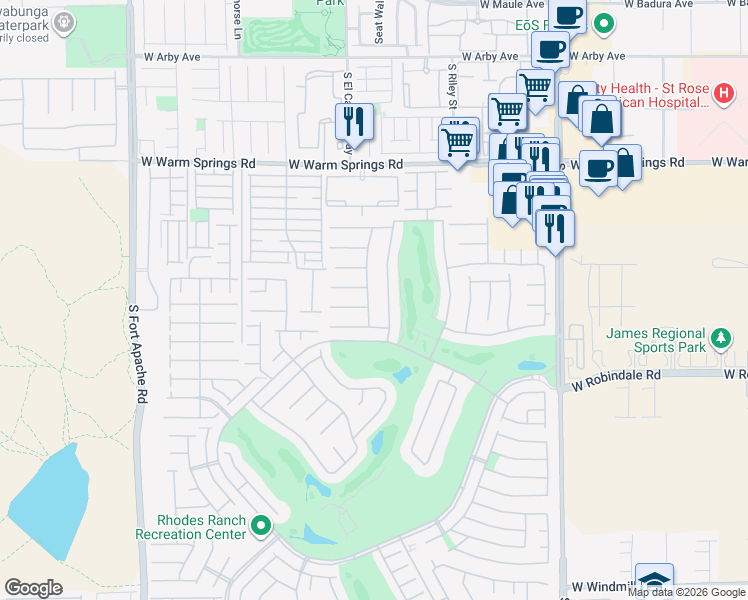map of restaurants, bars, coffee shops, grocery stores, and more near 84 Tamarron Cliffs Street in Las Vegas