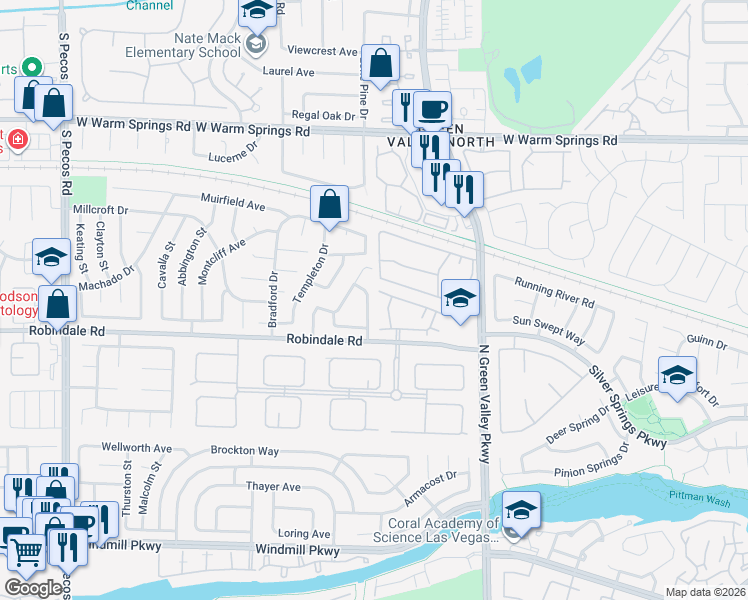 map of restaurants, bars, coffee shops, grocery stores, and more near 318 Carolwood Drive in Henderson