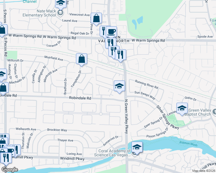 map of restaurants, bars, coffee shops, grocery stores, and more near 2262 Cassatt Drive in Henderson