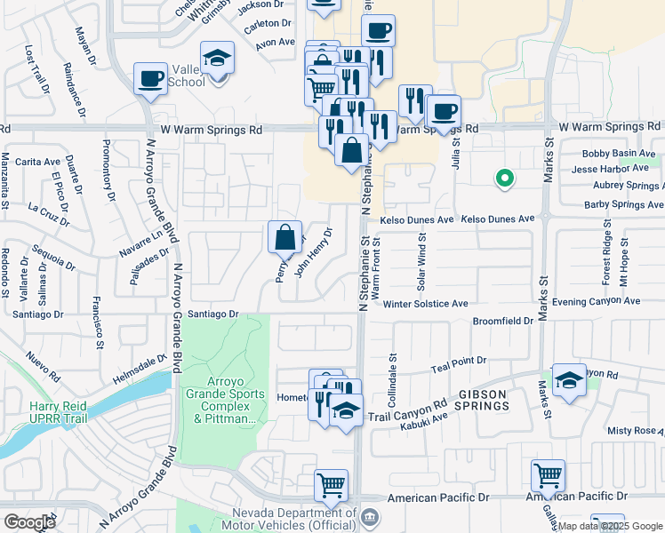 map of restaurants, bars, coffee shops, grocery stores, and more near 330 Evan Picone Drive in Henderson
