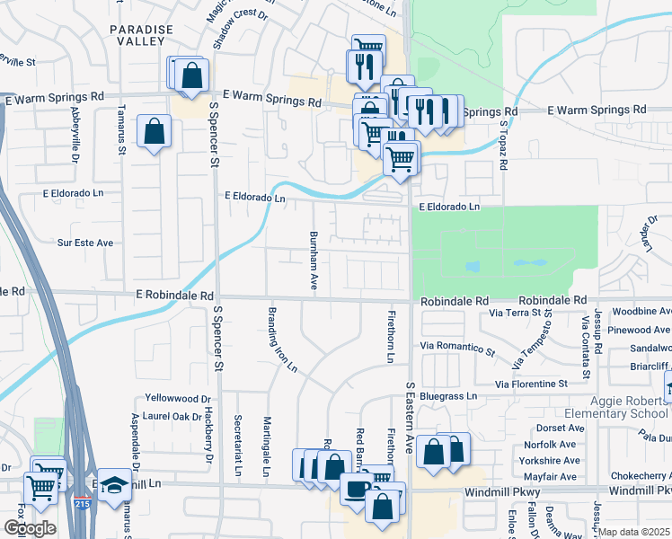 map of restaurants, bars, coffee shops, grocery stores, and more near 7632 South Silent Falls Street in Las Vegas