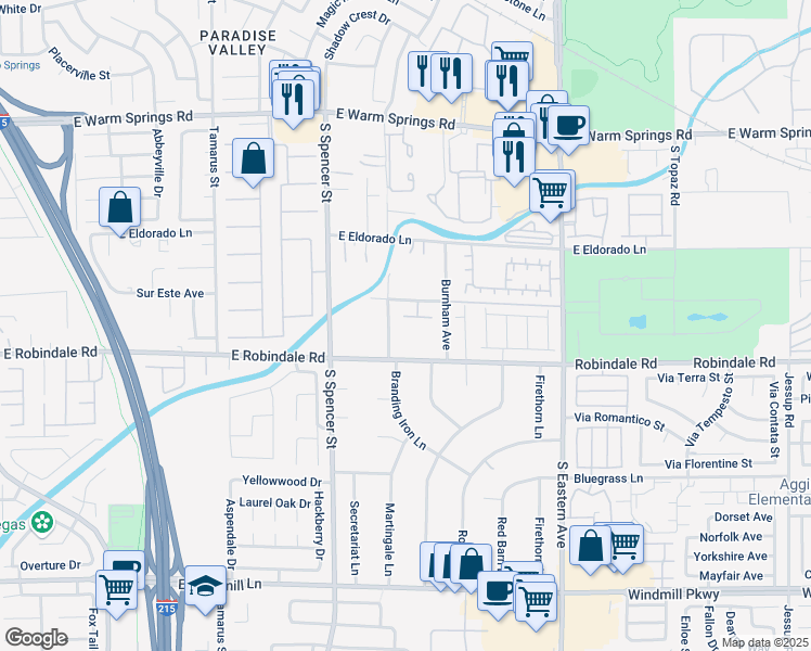 map of restaurants, bars, coffee shops, grocery stores, and more near 2031 Mondo Court in Las Vegas