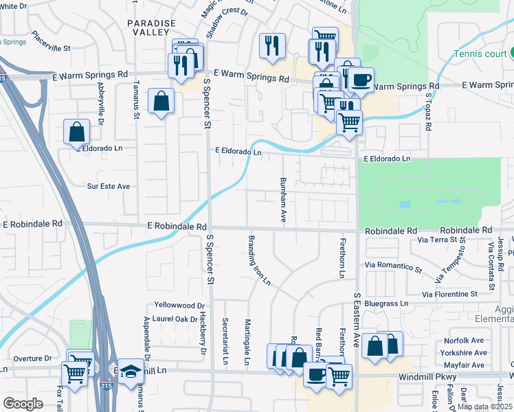 map of restaurants, bars, coffee shops, grocery stores, and more near 2031 Mondo Court in Las Vegas