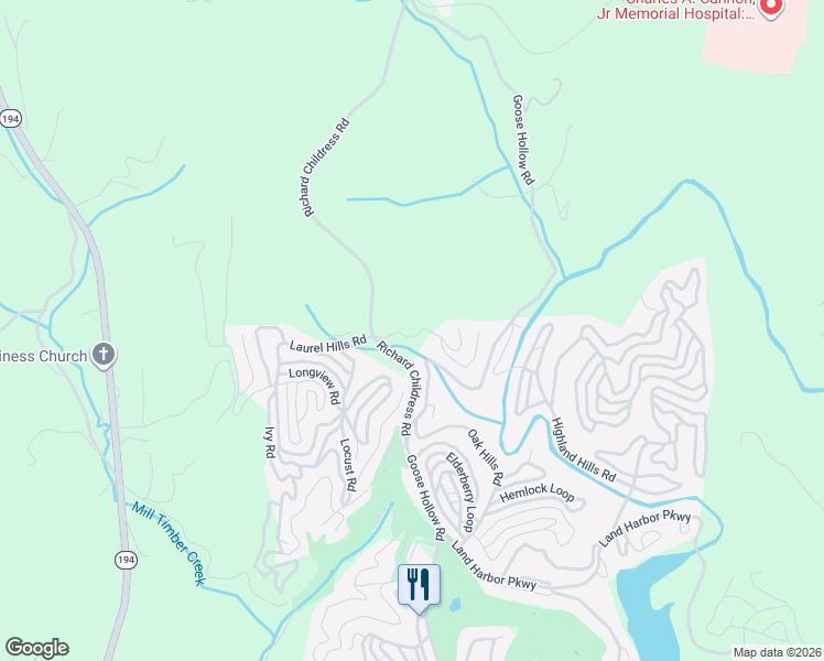 map of restaurants, bars, coffee shops, grocery stores, and more near 91 Red Oak Road in Newland