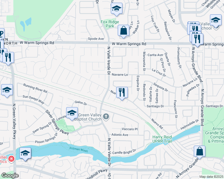 map of restaurants, bars, coffee shops, grocery stores, and more near 1832 Muchacha Drive in Henderson