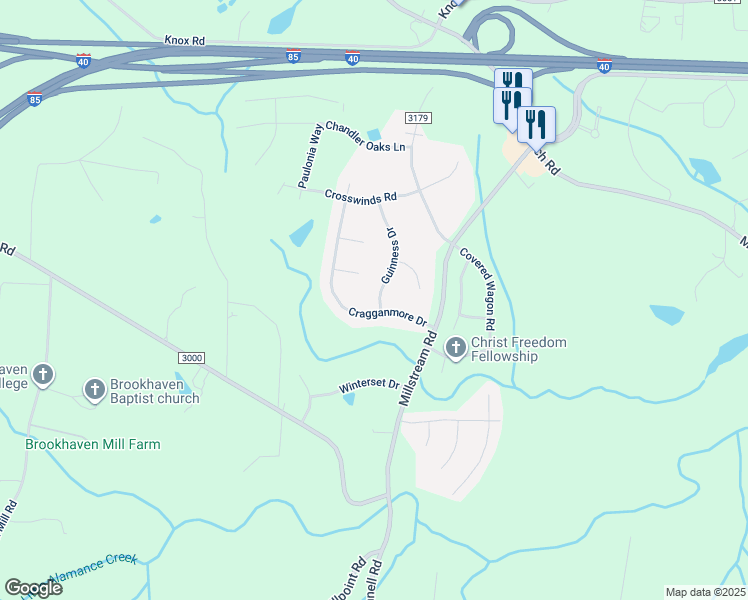 map of restaurants, bars, coffee shops, grocery stores, and more near 1528 Guinness Drive in McLeansville