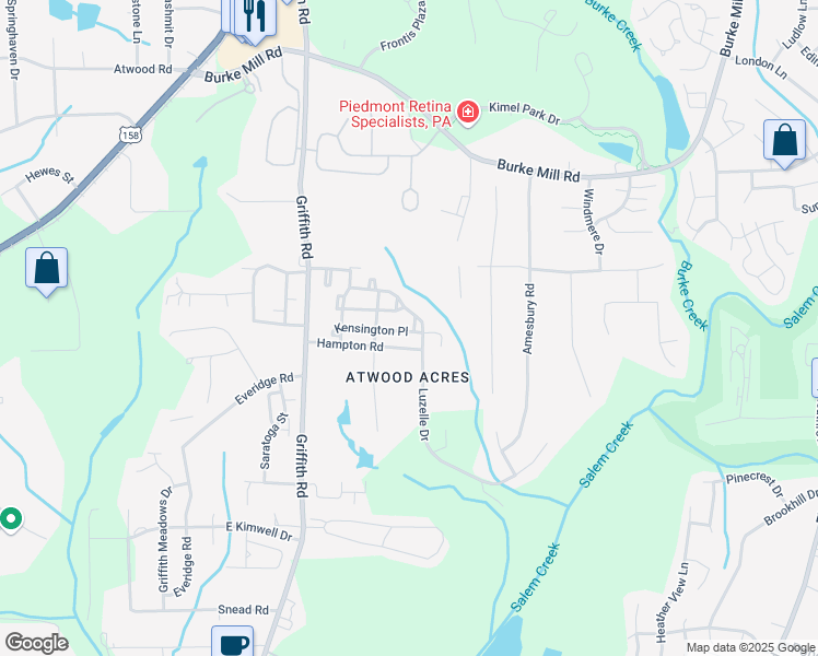 map of restaurants, bars, coffee shops, grocery stores, and more near 205 Pawley Avenue in Winston-Salem