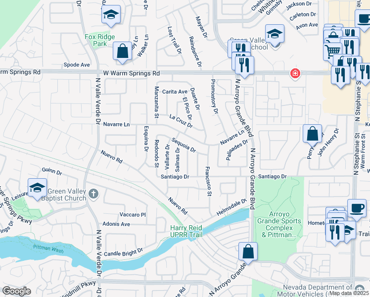 map of restaurants, bars, coffee shops, grocery stores, and more near 321 Rodarte Street in Henderson