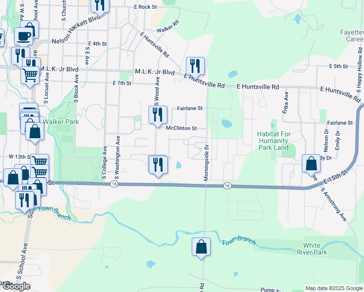 map of restaurants, bars, coffee shops, grocery stores, and more near 611 Nantucket Drive in Fayetteville