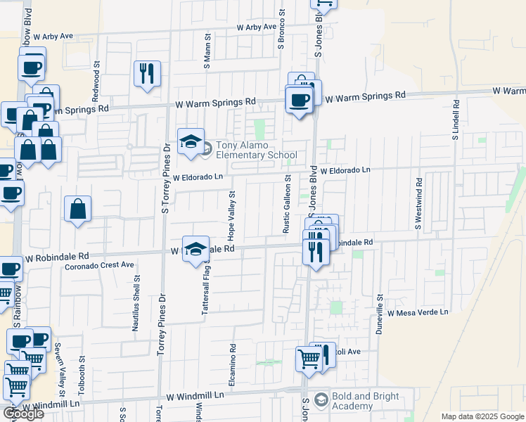 map of restaurants, bars, coffee shops, grocery stores, and more near 7591 Mermaid Song Court in Las Vegas
