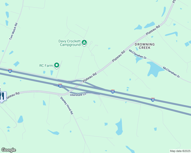map of restaurants, bars, coffee shops, grocery stores, and more near 6399 Plateau Road in Crossville