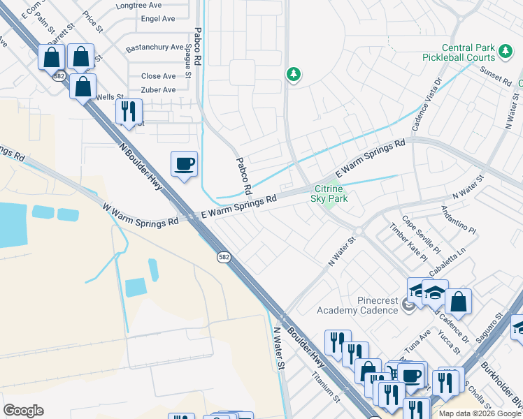 map of restaurants, bars, coffee shops, grocery stores, and more near 119 Tardando Avenue in Henderson