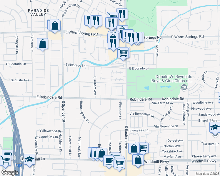 map of restaurants, bars, coffee shops, grocery stores, and more near 2245 Heavenly Lights Avenue in Las Vegas