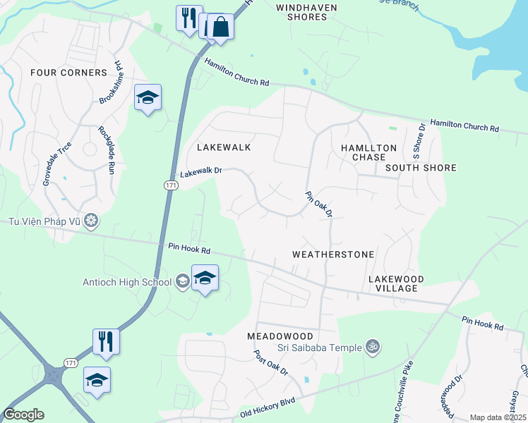 map of restaurants, bars, coffee shops, grocery stores, and more near 1108 Lakewalk Drive in Nashville