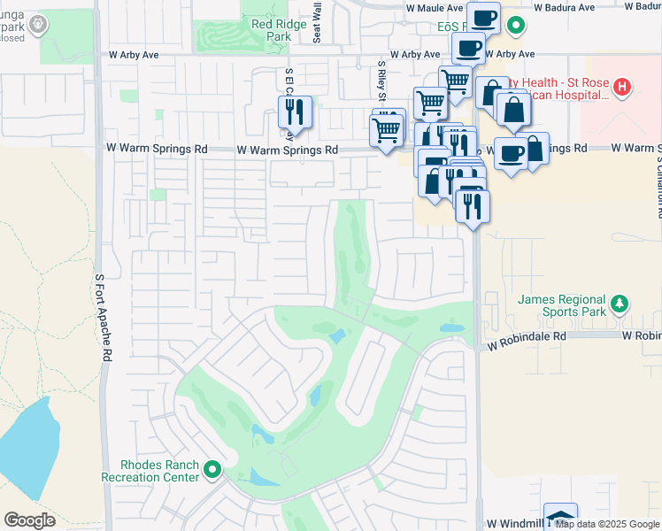map of restaurants, bars, coffee shops, grocery stores, and more near 82 Cascade Lake Street in Las Vegas