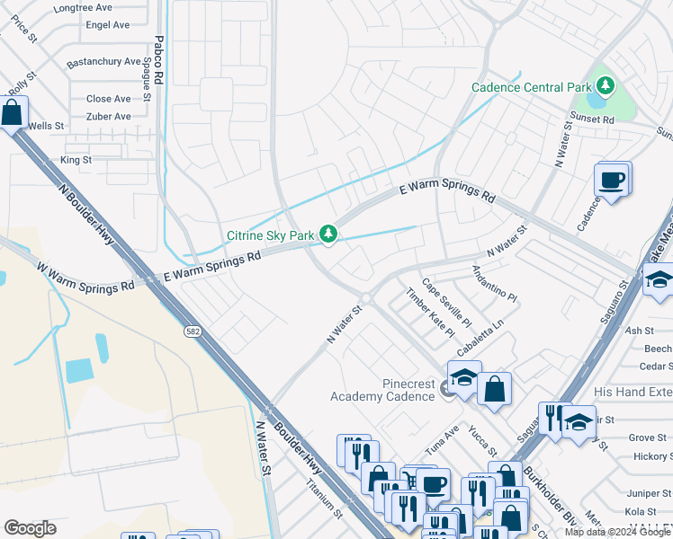 map of restaurants, bars, coffee shops, grocery stores, and more near 129 Bella Nice Drive in Henderson