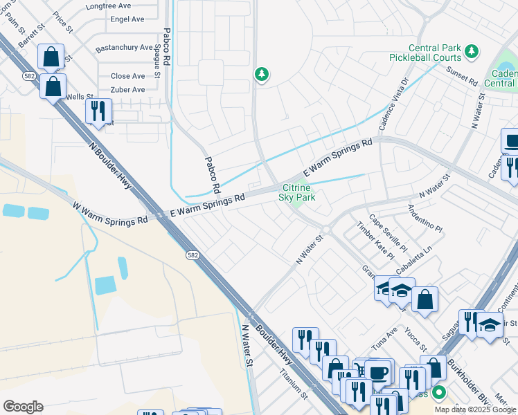 map of restaurants, bars, coffee shops, grocery stores, and more near 94 Tardando Avenue in Henderson