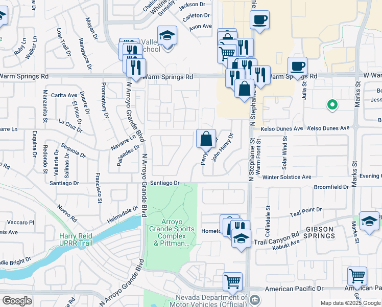 map of restaurants, bars, coffee shops, grocery stores, and more near 328 Teal Ridge Hills Drive in Henderson