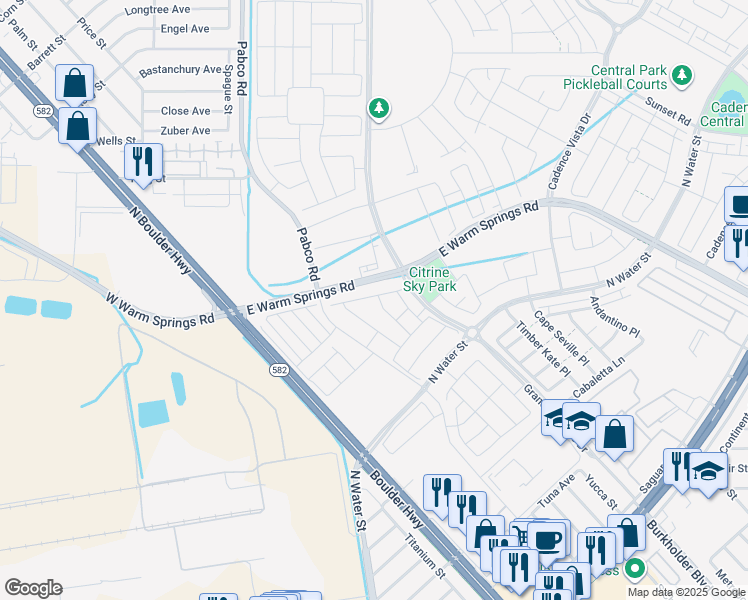 map of restaurants, bars, coffee shops, grocery stores, and more near 94 Tardando Avenue in Henderson